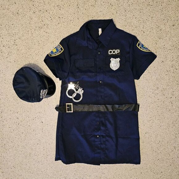 Classy COP Halloween Costume WOMENS Lady Police Officer, Handcuffs, Badge, Hat - Picture 10 of 13